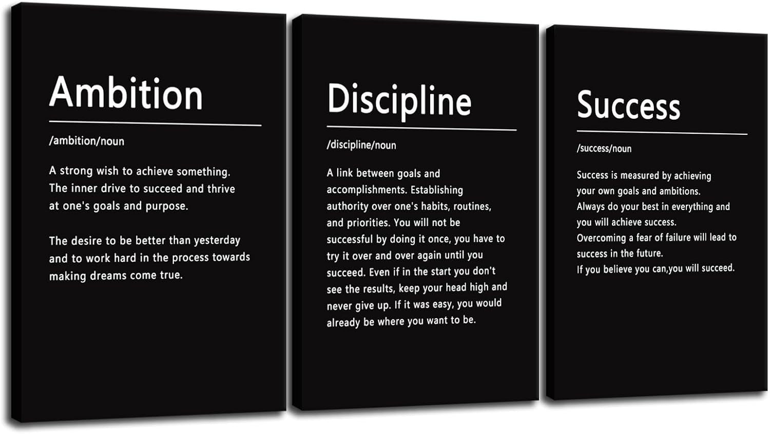 Motivational Canvas Wall Art 3 Panel 16x24