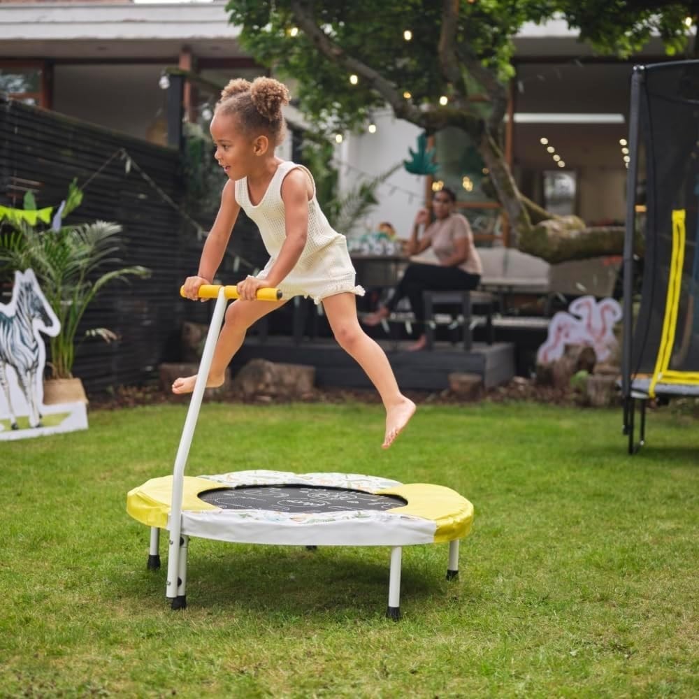 Toddler Jungle Bouncer Trampoline with Sounds Indoor Outdoor Safety Handle