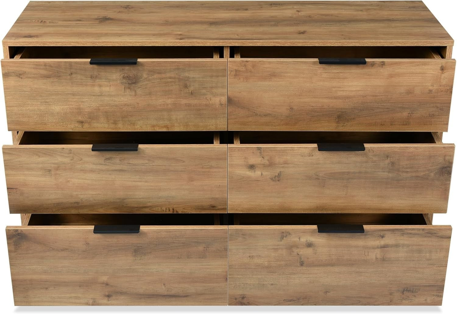 Modern Dark Oak Sideboard 6 Drawer Cabinet Storage Unit Metal Frame 120cm