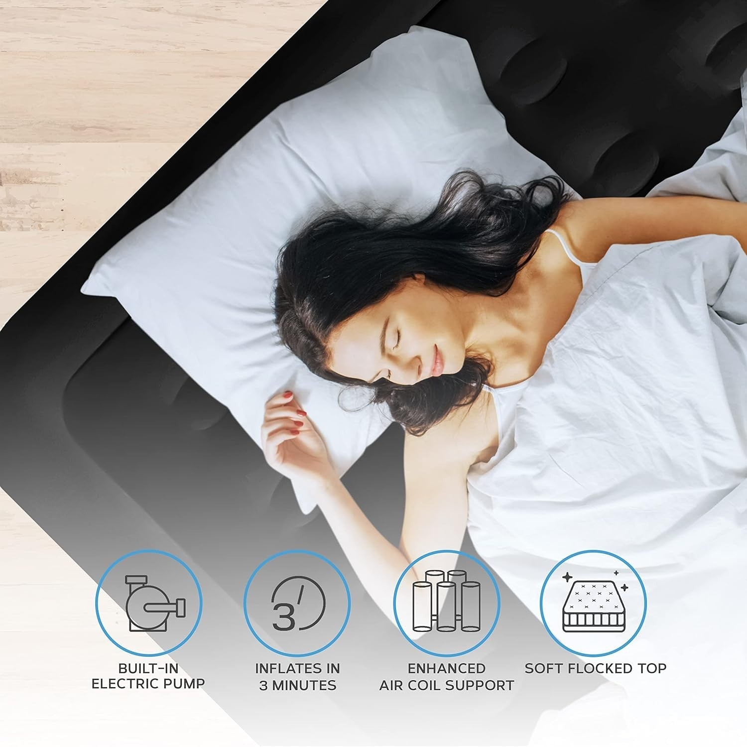 King Size Inflatable Air Mattress with Built-in Pump & 2 Pillows