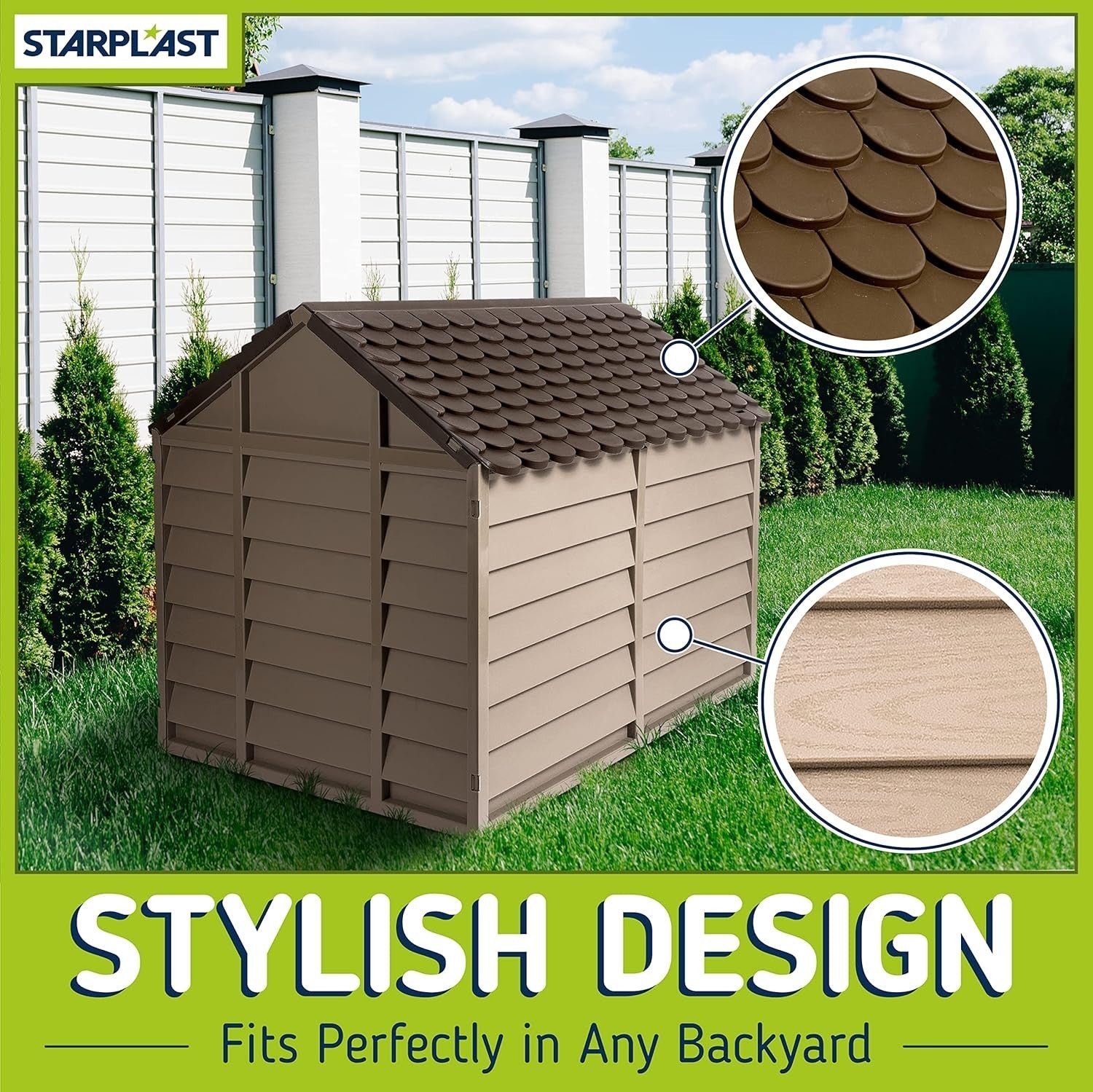Heavy Duty Small Plastic Dog Kennel Weatherproof Outdoor Pet House Brown
