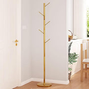 Gold Metal Coat Rack Stand with 8 Hooks | Modern Tree Branch Freestanding