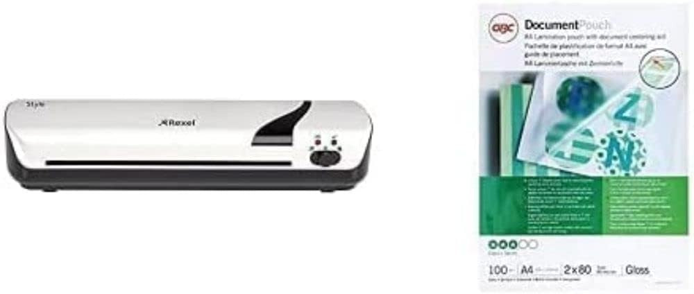 A4 Laminator Compact Home Office + 100 Gloss 80 Micron Pouches