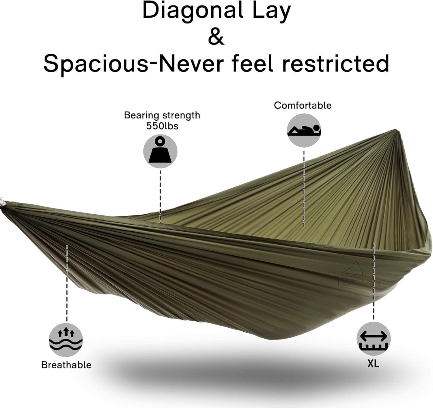 Camping Hammock w/ Mosquito Net 500lbs 11FT | Lightweight, Ripstop Nylon