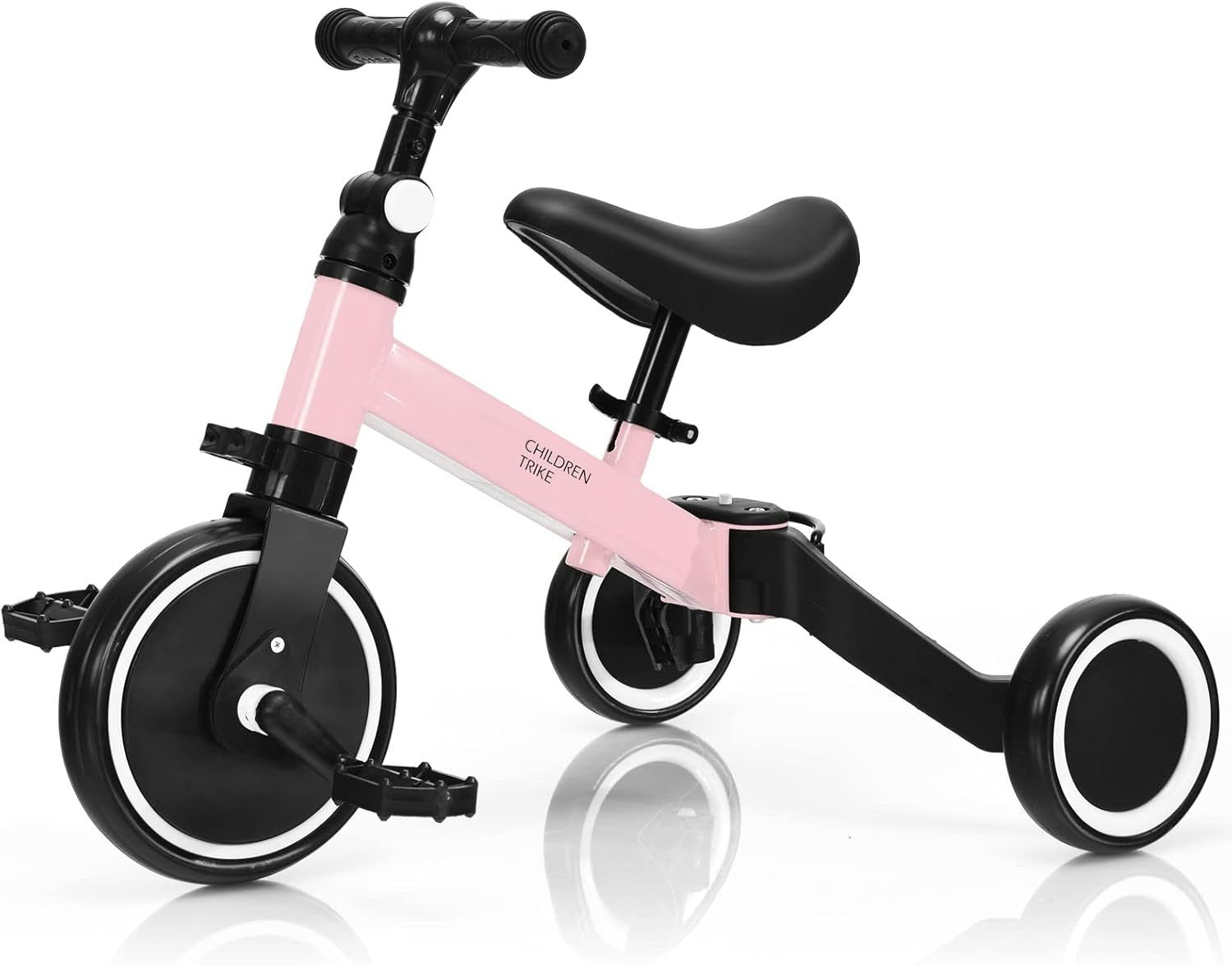 Toddler Tricycle 3 in 1 Balance Bike Trike Adjustable Seat Pink Age 1-4