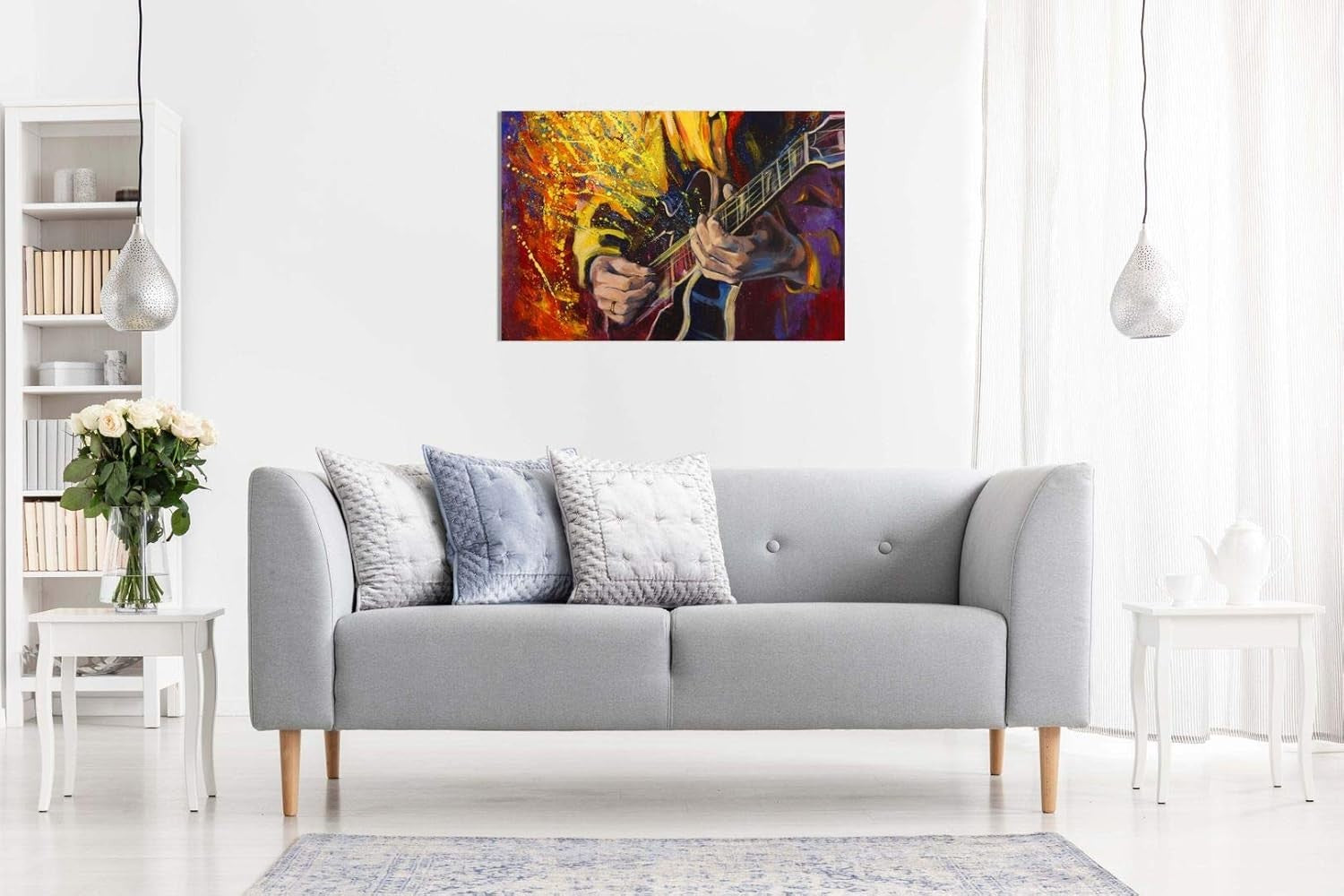 Guitar Music Canvas Wall Art 18"x12" Modern Musical Instrument Print