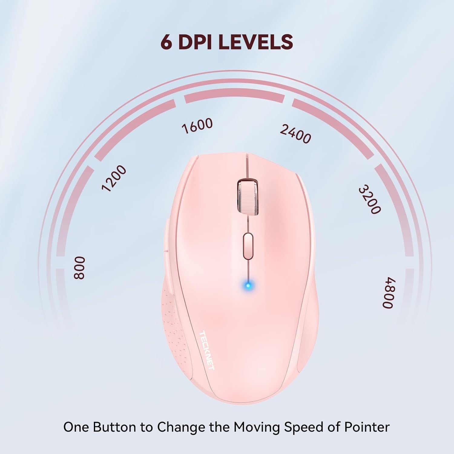 Wireless Bluetooth Mouse 4800DPI Silent Ergonomic Long Battery Pink