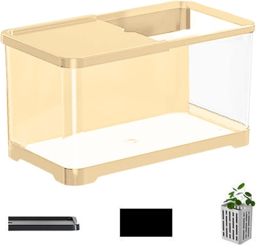 Small Betta Fish Tank Kit with Filter Syphon Clear Desktop Aquarium