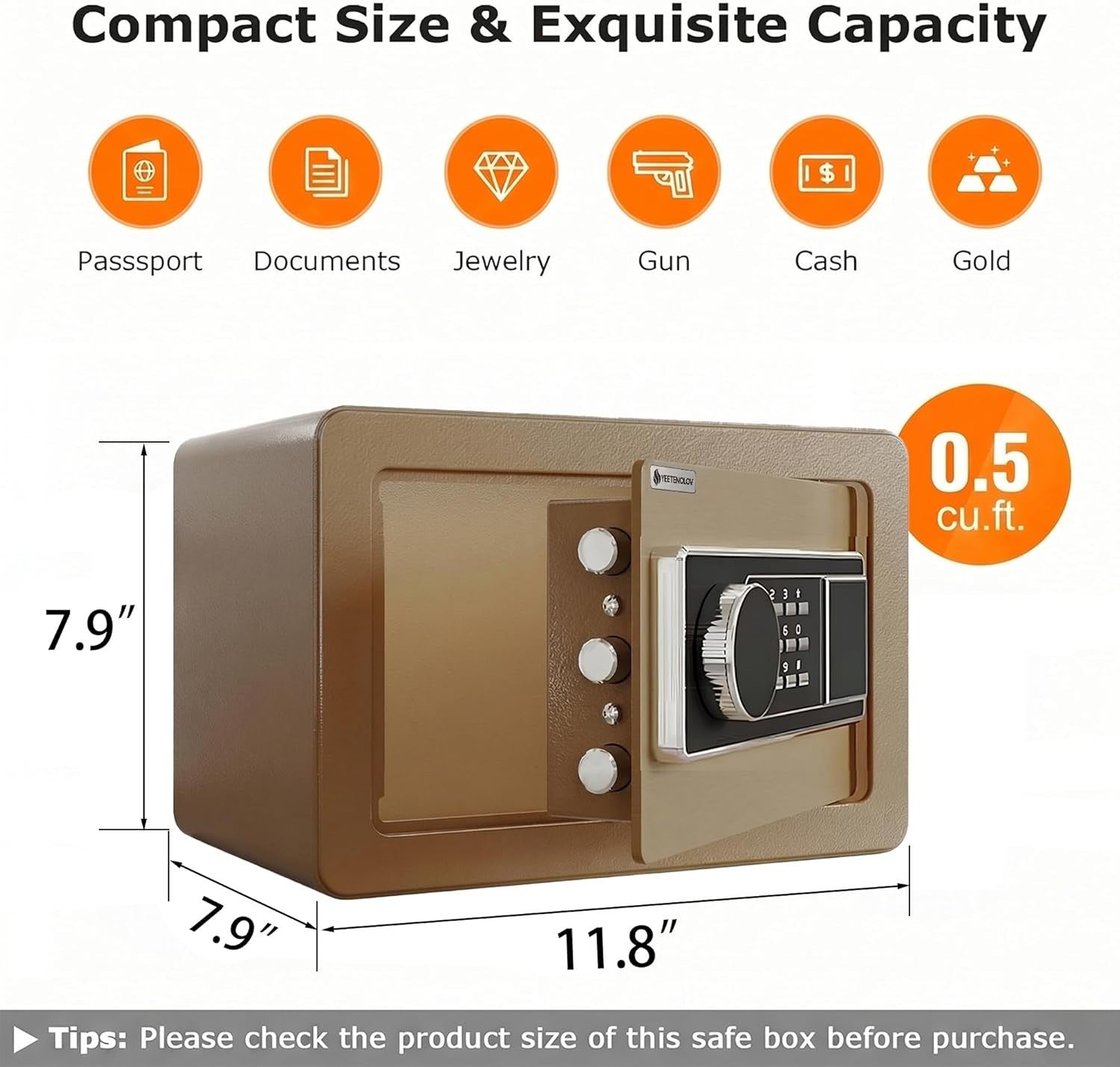 0.5 Cu Ft Digital Safe Box Electronic Keypad Cash Jewelry Security Safe