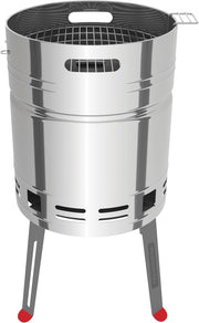 Portable Stainless Steel Barrel BBQ Grill Outdoor Charcoal Smoker Compact