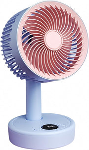 Portable Small Table Fan 5-Speed w LED Display Quiet USB Rechargeable Air Purple