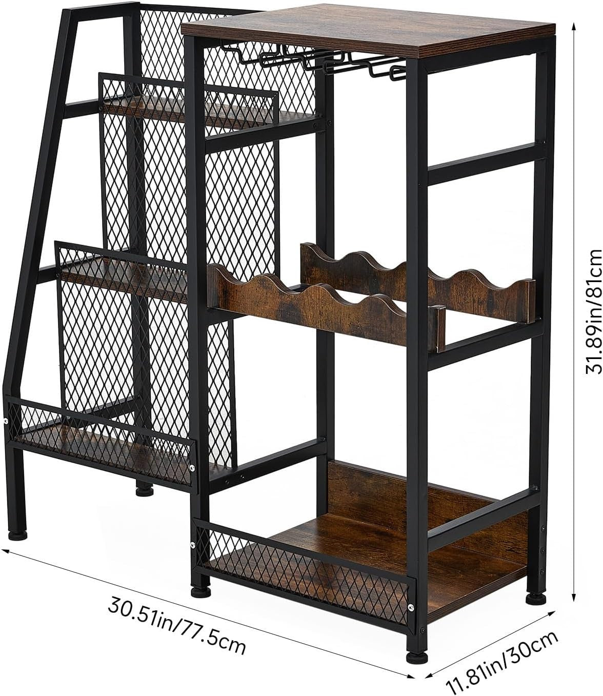 Free Standing Mini Bar Drinks Cabinet Wine Rack, 3-Tier Liquor Display