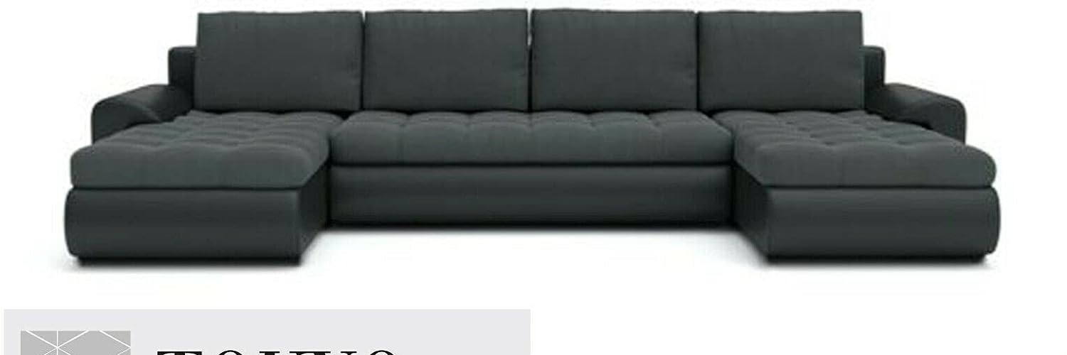 Modern Grey Double Sofa Bed – Compact, No Assembly, Microfibre Fabric