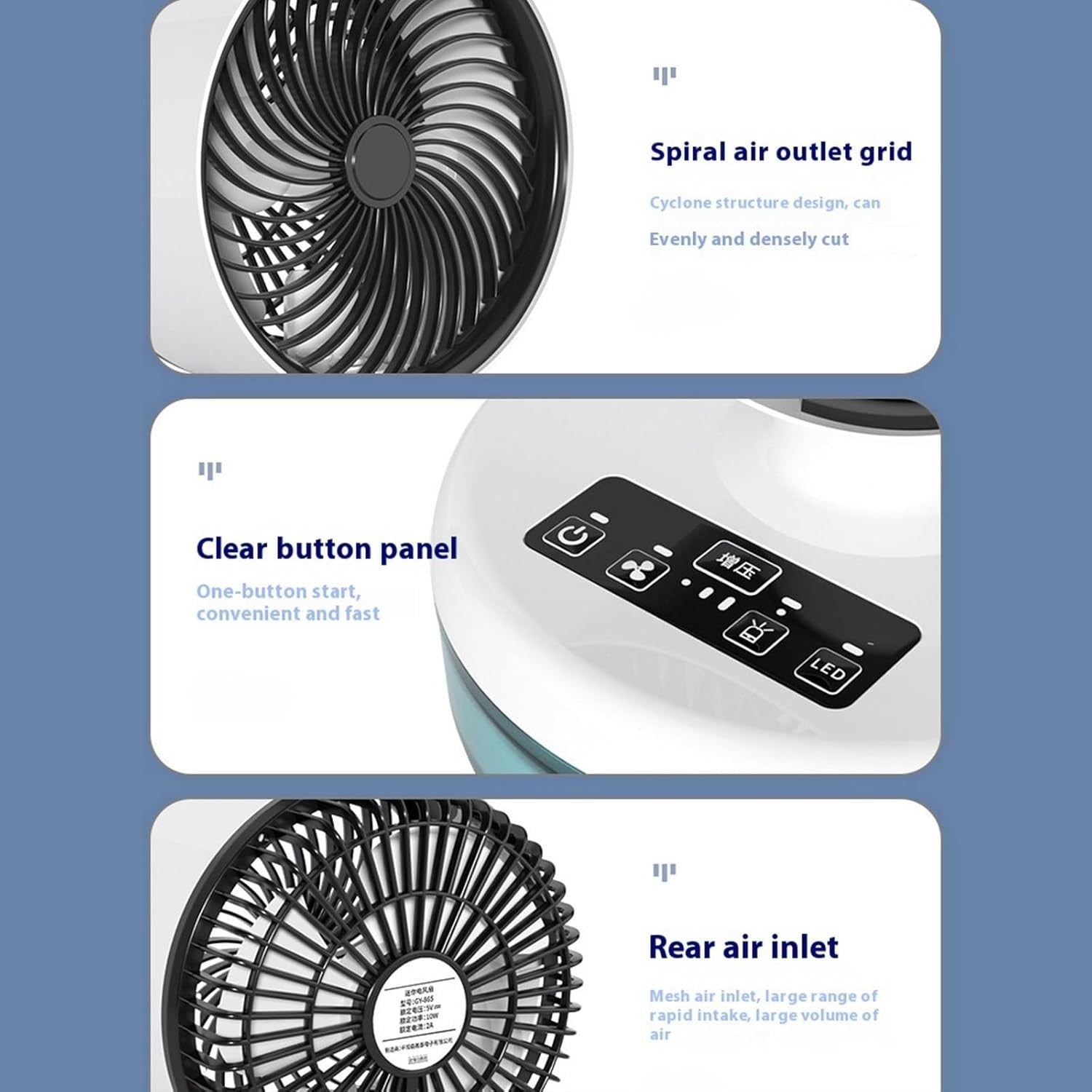 Portable Misting Fan – USB Small 900mL Water Tank 3 Speed LED Light Desk Cooler