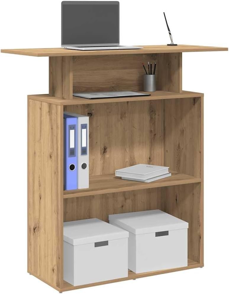 Artisan Oak Reception Desk 100x40x104cm Modern Counter with Storage Shelf