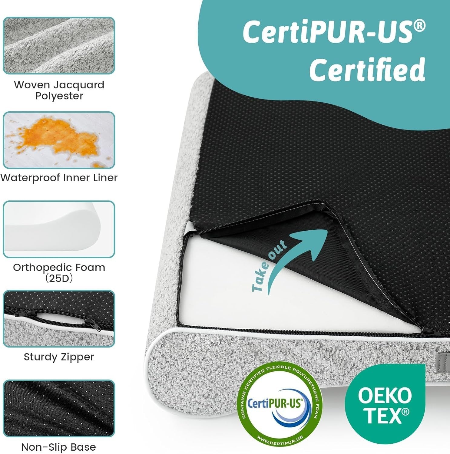 Large Orthopedic Dog Bed 114x76cm Memory Foam Washable