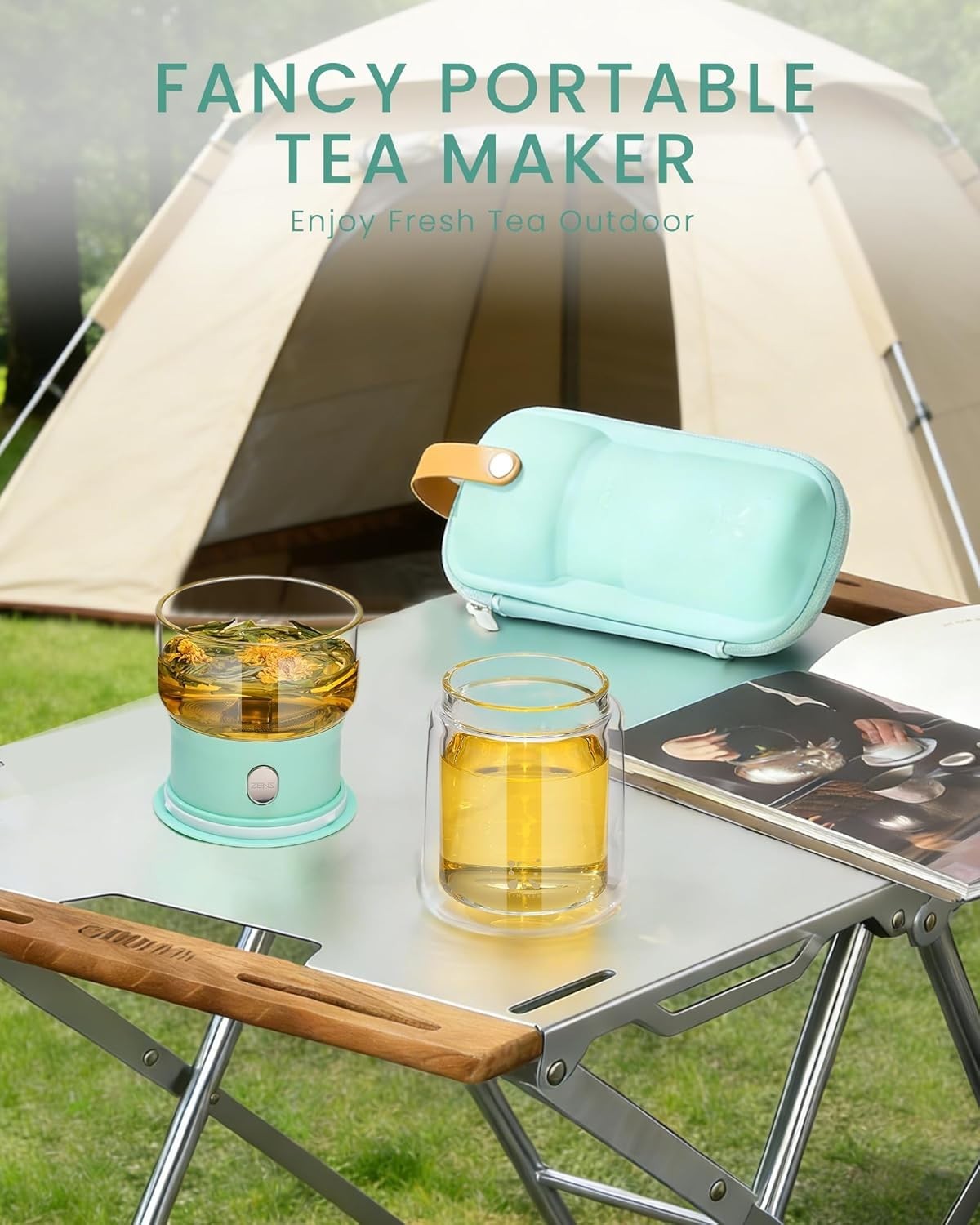 One Touch Tea Infuser Set 200ml Loose Leaf Brewer Cup with Carry Case