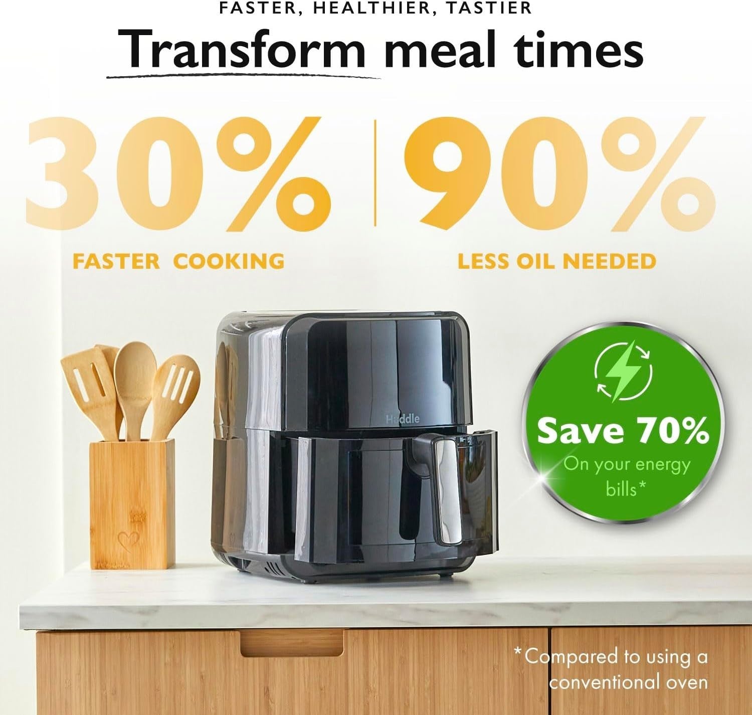 Compact Air Fryer 6.3L Digital Touchscreen, 8 Presets, Adjustable Temp