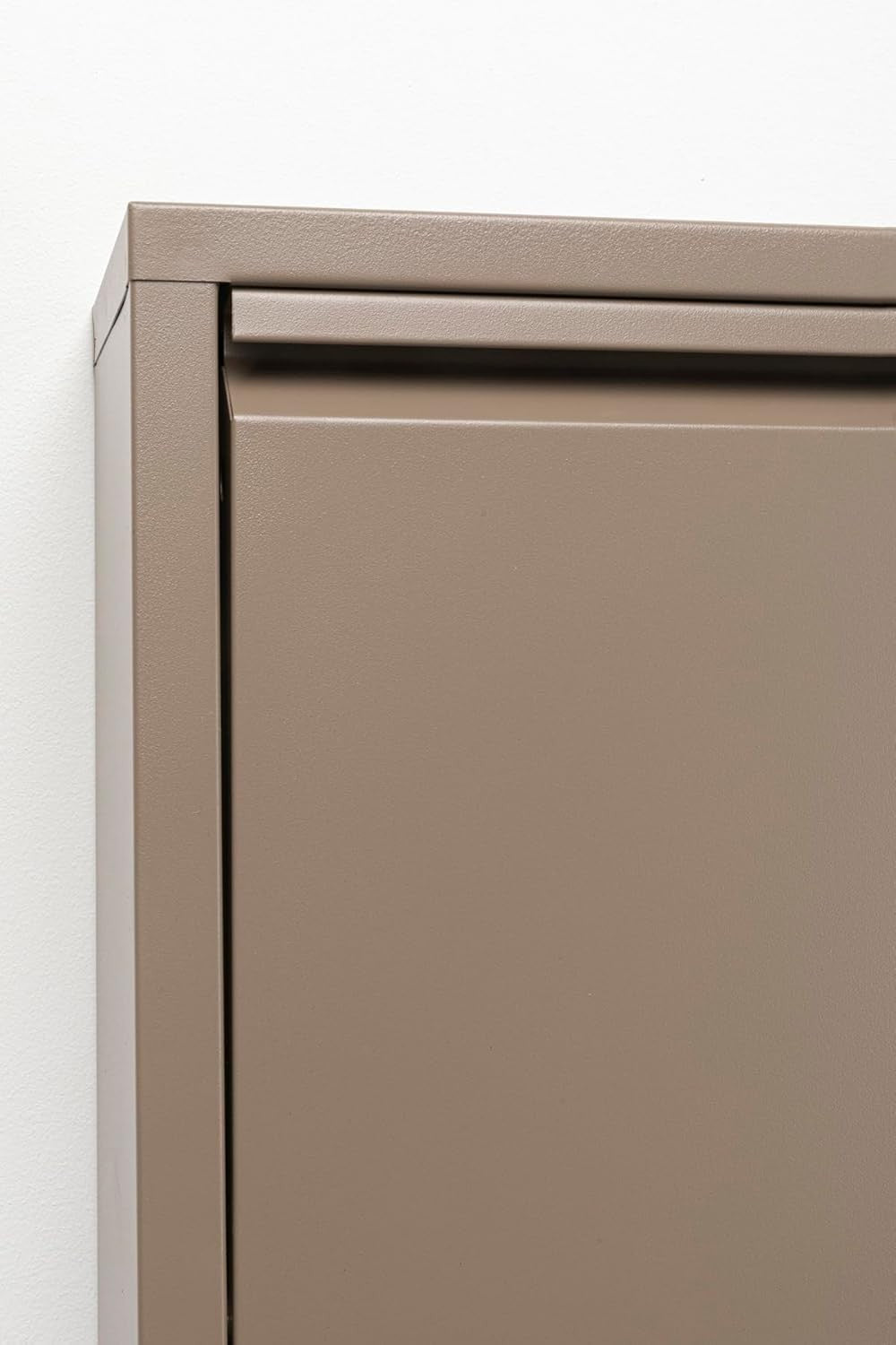 Slim 5-Drawer Shoe Cabinet Taupe– Space-Saving Metal Tilt Rack 170x50x15cm