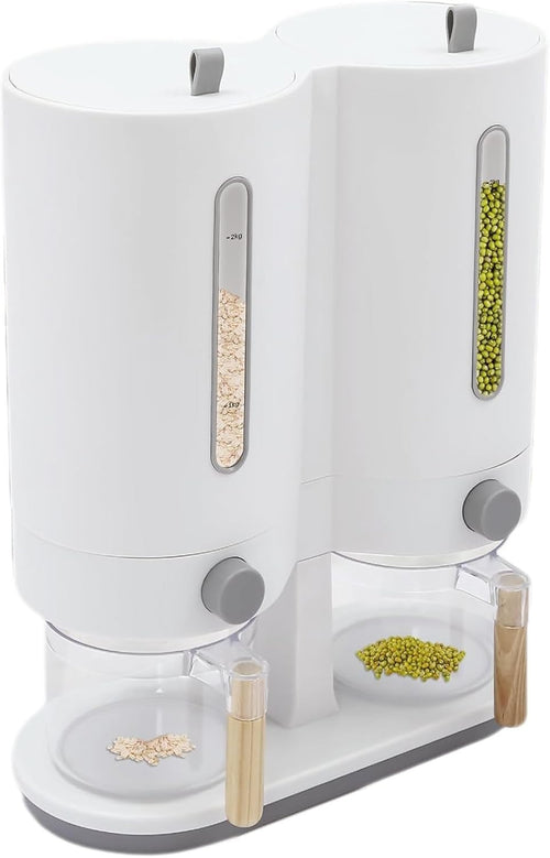 5KG Dual Chamber Rice Dispenser Airtight ABS Bin