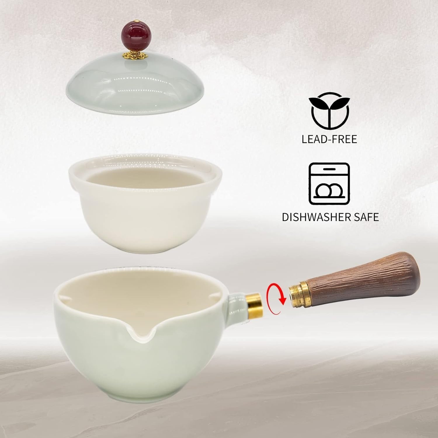 Portable Gongfu Tea Set 360° Rotating Teapot Infuser Travel Grey