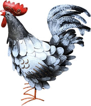 Metal Rooster Garden Ornament – Hand-Painted Farmyard Decor Indoor Outdoor