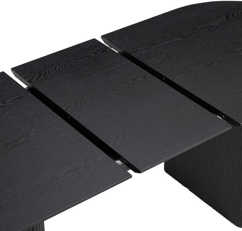 Extending Black Wooden Dining Table 6 Seater Oval Modern Space Saving