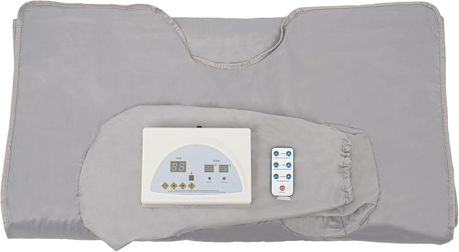 Far Infrared Sauna Blanket Dual Zone 650W Silver w/ Remote – Foldable Home Spa