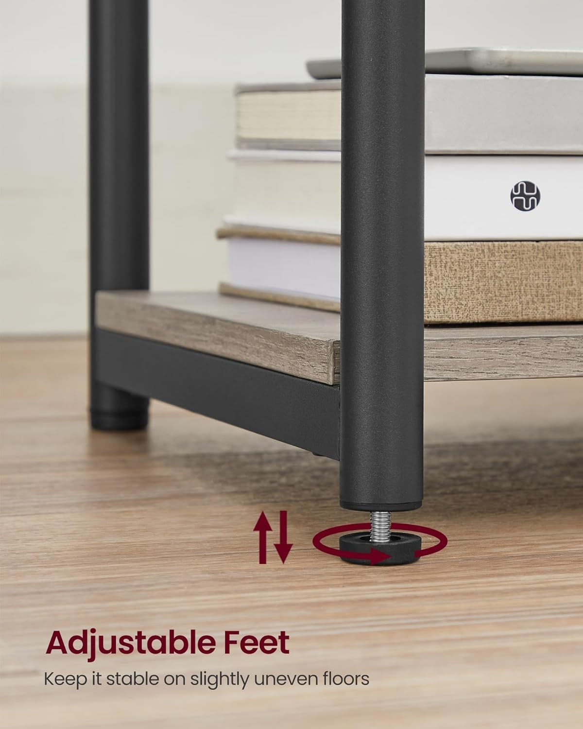 Narrow Side Table with USB & AC Charging Ports, 3-Tier 30x34x58cm Table