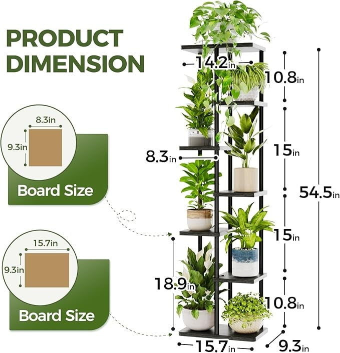 7 Tier Metal Plant Stand Indoor Outdoor Tall Flower Shelf for Patio Balcony