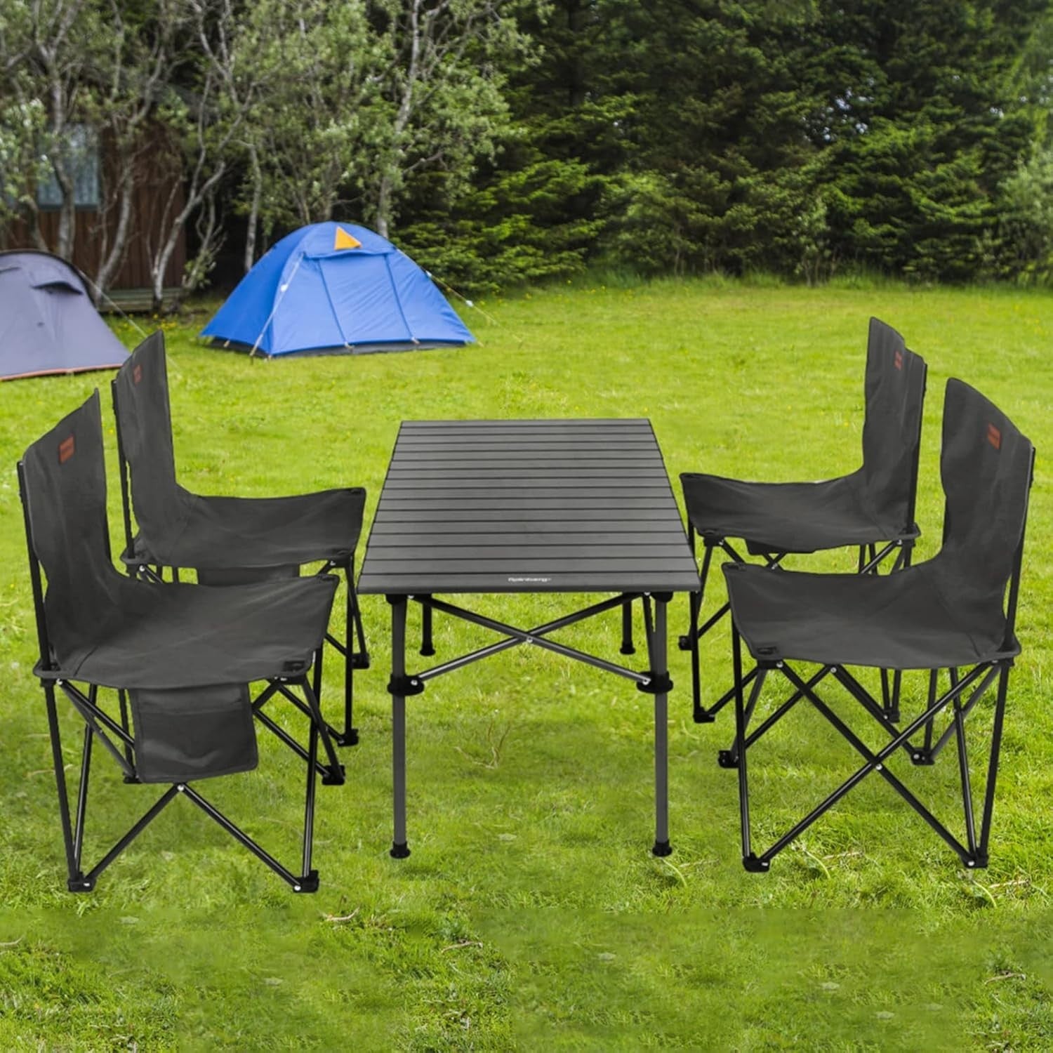 Foldable Camping Table Set with 4 Chairs Portable Outdoor Picnic BBQ Garden