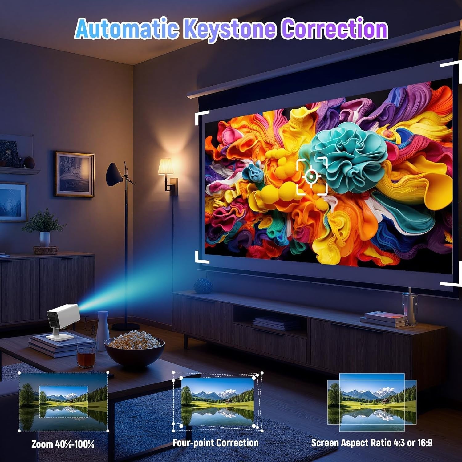Mini Smart Projector Android 11 1080P 4K Support WiFi Bluetooth