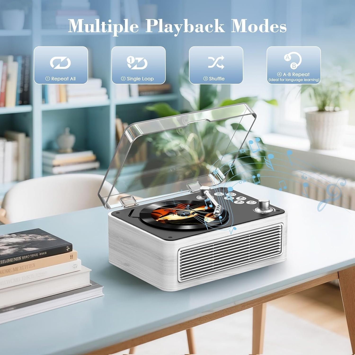 Retro Bluetooth CD Player FM Radio USB AUX HiFi Speakers Poplar