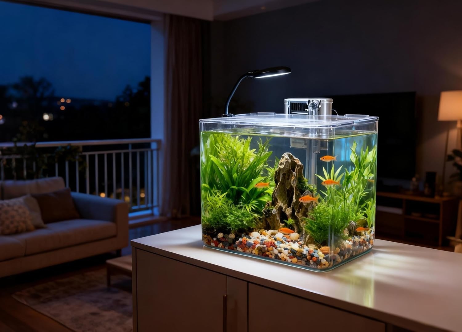 13L Mini Fish Tank Starter Kit with LED Light & USB Filter – Betta Aquarium