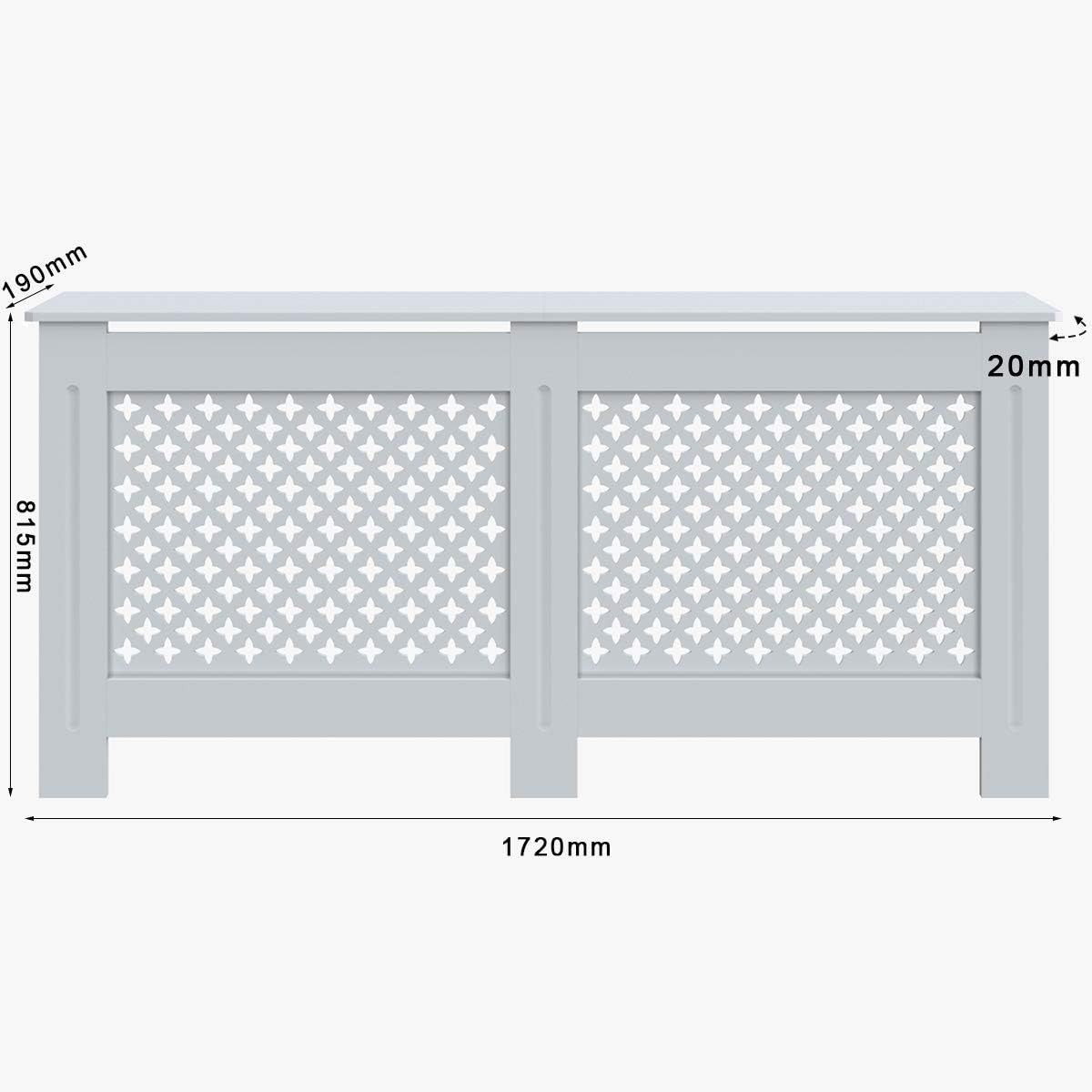 White Radiator Cover Cabinet Modern MDF Slatted Design with Shelf, Extra Large