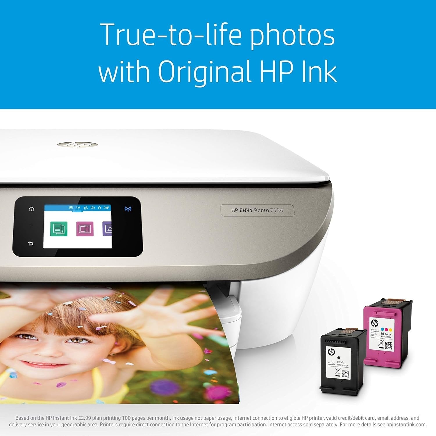 Envy Photo 7134 White All-in-One Wi-Fi Photo Printer Duplex Touchscreen