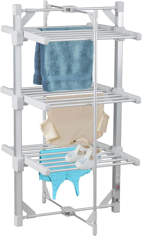 3 Tier Heated Clothes Airer Electric Indoor Drying Rack 36 Rails 330W Large