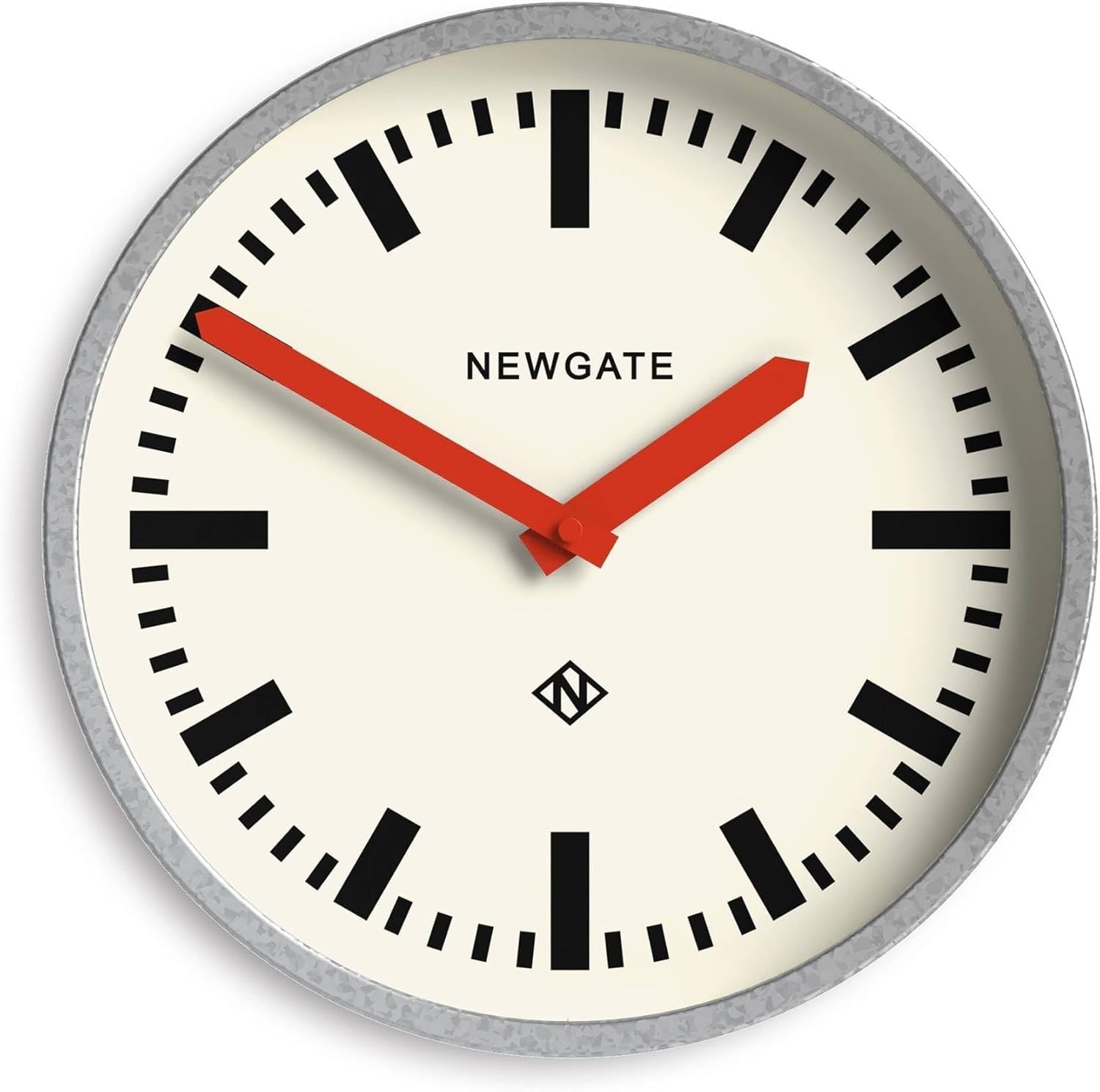 30cm Retro Silent Wall Clock Red Hands Galvanised Metal Industrial Decor