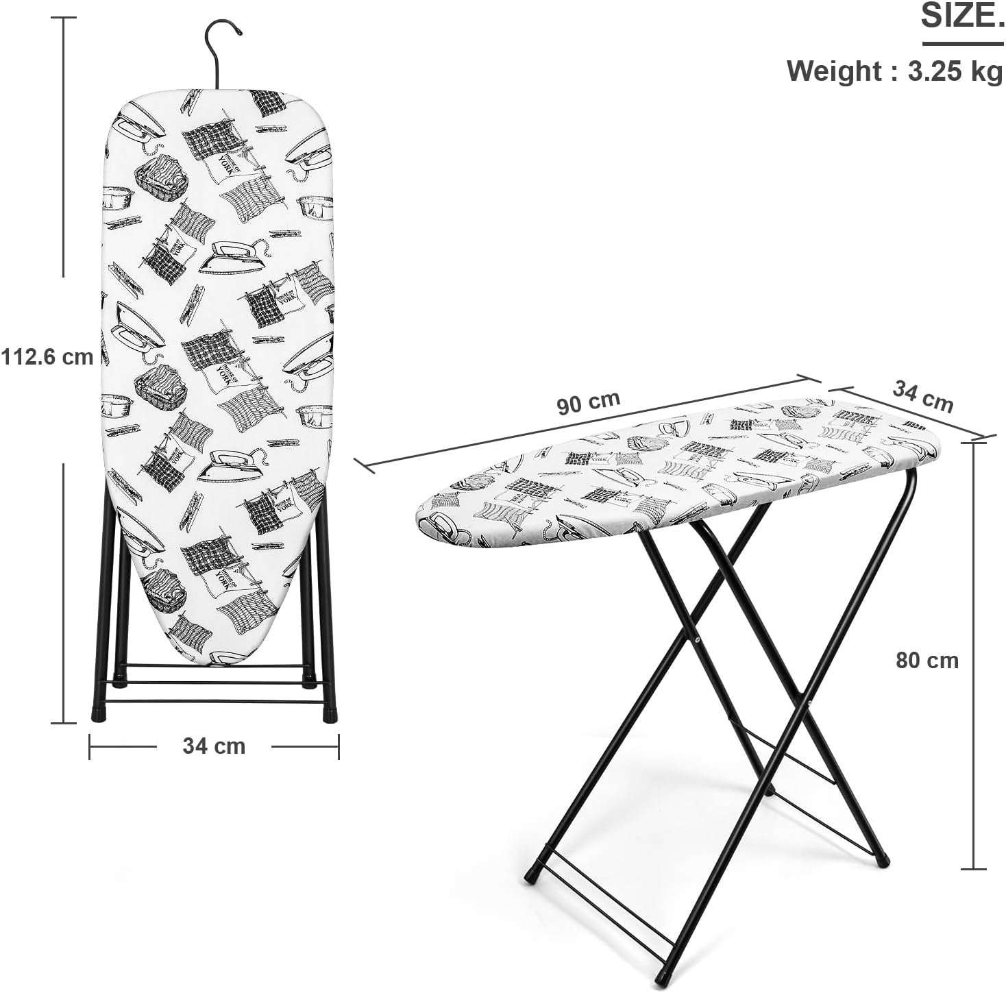 Compact Ironing Board Foldable Heat Resistant Cover Easy Storage