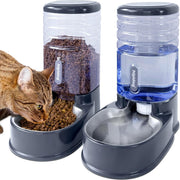 Gravity Pet Feeder & Water Dispenser Set 3.8L Stainless Steel Bowls