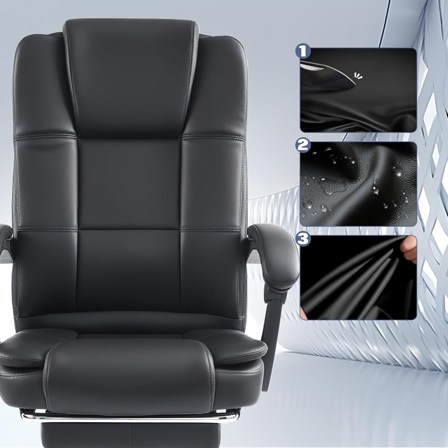 Executive Ergonomic Office Chair Tall Back Adjustable Height Leather Swivel 150K
