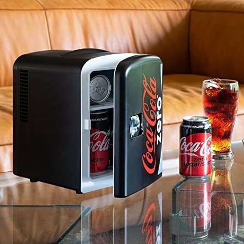 4L Mini Fridge Black Red Portable Cooler and Warmer Tabletop