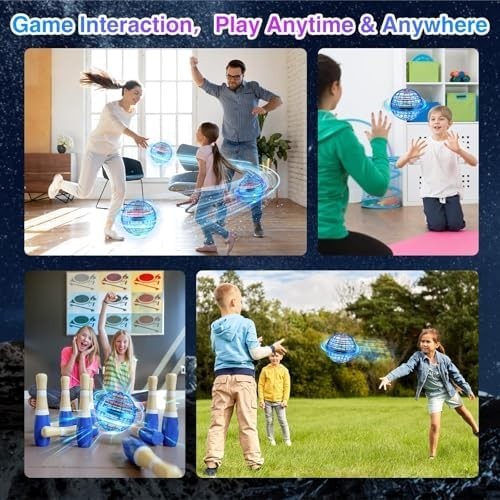 LED Flying Ball Toy with 360° Spin, Rechargeable Hand-Controlled Drone Gift