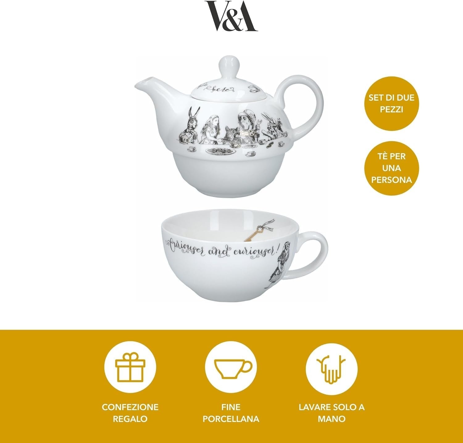 Fine China Teapot and Cup Set for One 250ml Gift Box Tea Set White
