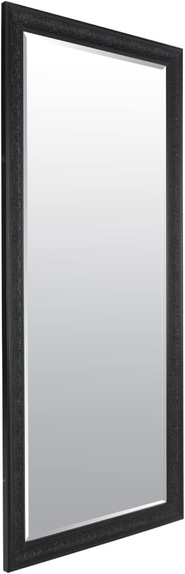 Antique Full Length Wall Mirror 160x73cm Black Bevelled Glass Classic Design