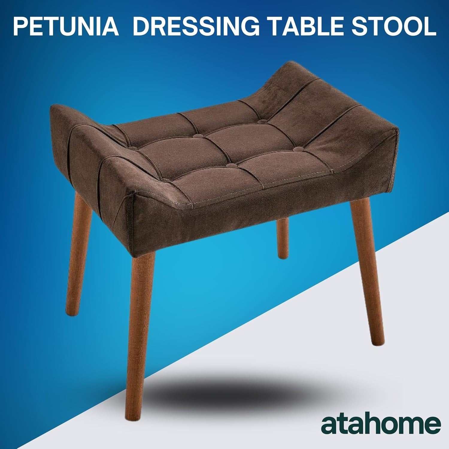 Brown Padded Dressing Table Stool Modern Vanity Makeup Chair Bedroom