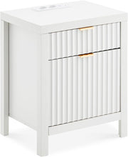Modern White Bedside Table 2 Drawers with USB Charging Station 71x47x20cm