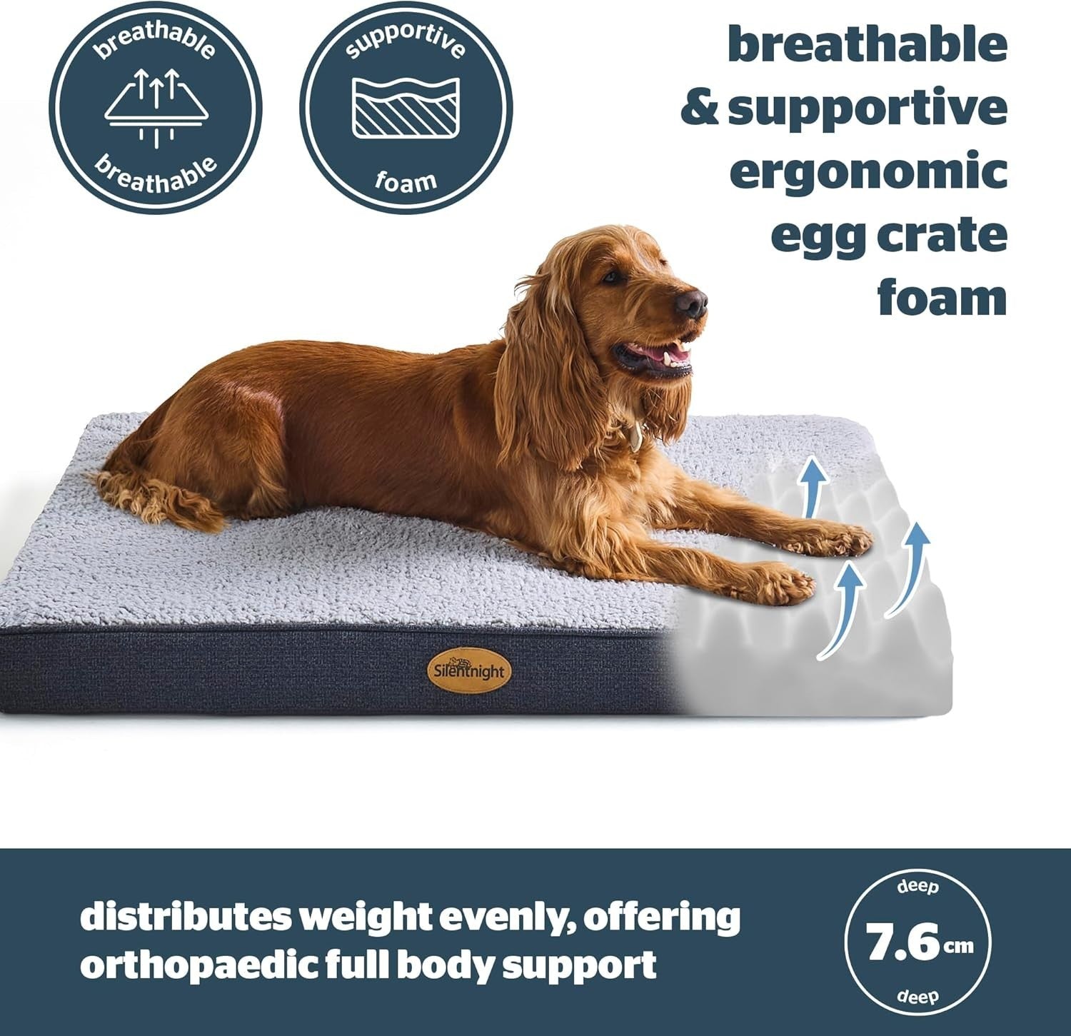 Large Orthopedic Dog Crate Bed 92x68x7.6cm Washable Mat