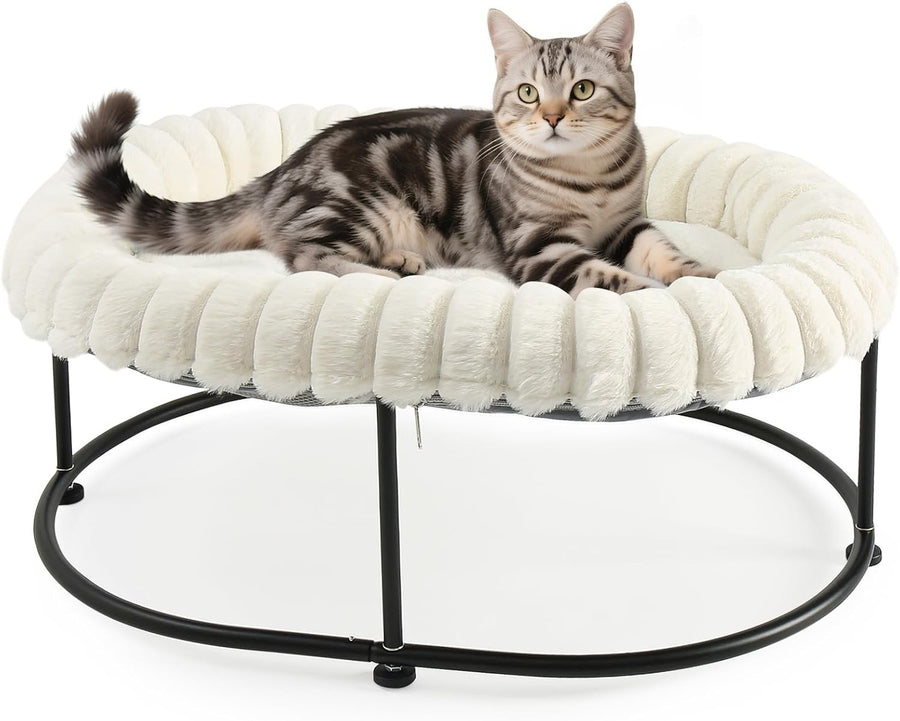Raised Cat Bed Hammock Elevated Pet Sofa Metal Frame Washable Cushion