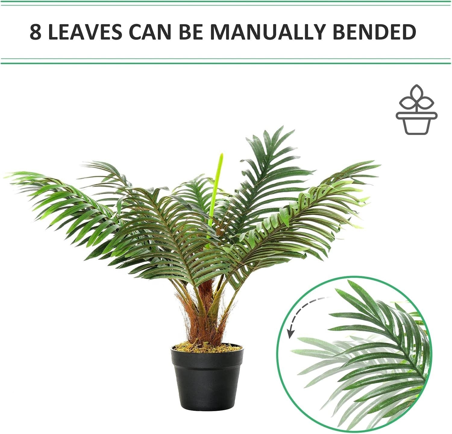 Artificial Palm Tree 60cm Faux Green Plant with Pot Tropical Home Garden Decor